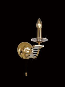 Niobe Wall Lamp Switched 1 Light E14 French Gold/Crystal