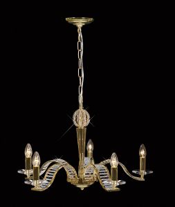 Niobe Pendant 5 Light E14 French Gold/Crystal