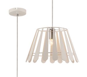 Somerset Pendant 1 Light E27 White/Polished Chrome