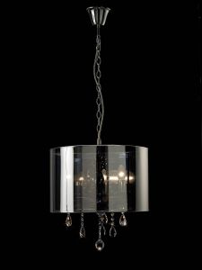 Trace Pendant With Chrome Shade 3 Light E14 Polished Chrome/PVC /Crystal