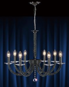 Esapori Pendant 8 Light E14 Black Chrome/Crystal