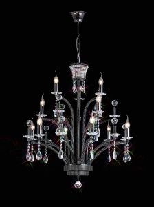 Orlando Pendant Large 12 Light E14 Black Chrome, (ITEM REQUIRES CONSTRUCTION/CONNECTION) Item Weight: 16kg