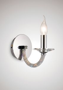 Elena Wall Lamp Switched 1 Light E14 Polished Chrome/Crystal