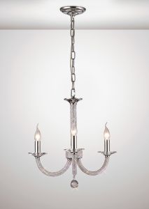 Elena 52cm Pendant 3 Light E14 Polished Chrome/Crystal