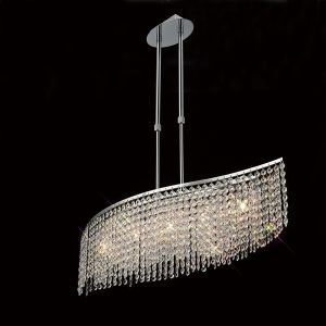 Fabio Telescopic Pendant Linear Bar 5 Light G9 Polished Chrome/Crystal