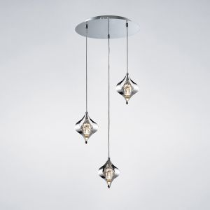 Amano Pendant Round 3 Light G9 Polished Chrome/Crystal