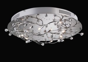 Fia Flush Ceiling Round 6 Light G4 With White LEDs Polished Chrome/Crystal, NOT LED/CFL Compatible