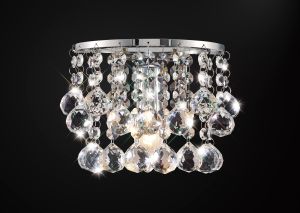 Acton Wall Lamp 1 Light E14 Switched Polished Chrome/Sphere Crystal