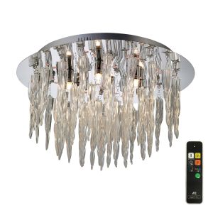 Tropez 50cm Ceiling 6 Light G9 With RGB LEDs And Remote Control Polished Chrome/Glass