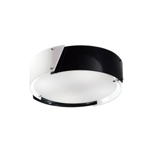 Dakota 57cm Flush Ceiling Small 4 Light E27 Polished Chrome/Black & White Acrylic