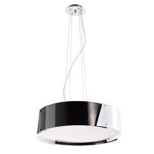 Dakota 57cm Pendant Small 4 Light E27 Polished Chrome/Black & White Acrylic