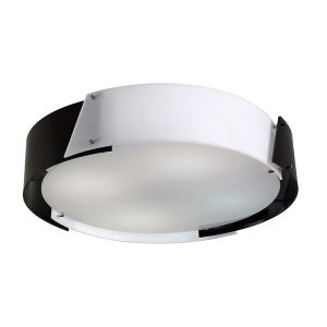 Dakota 67cm Flush Ceiling Medium 4 Light E27 Polished Chrome/Black & White Acrylic