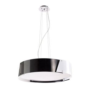 Dakota 67cm Pendant Medium 4 Light E27 Polished Chrome/Black & White Acrylic