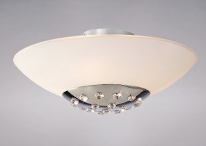 Amada Flush Ceiling 6 Light G9, Polished Chrome/Opal White Glass