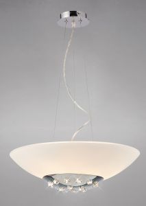 Amada Pendant 6 Light G9, Polished Chrome/Opal White Glass