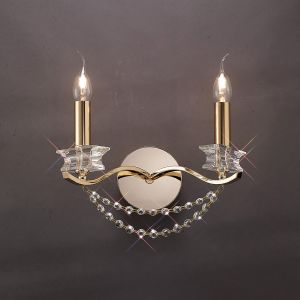 Nydia Wall Lamp 2 Light E14 French Gold/Crystal