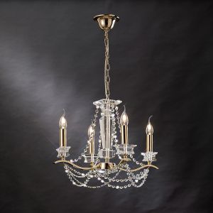 Nydia Pendant 4 Light E14 French Gold/Crystal