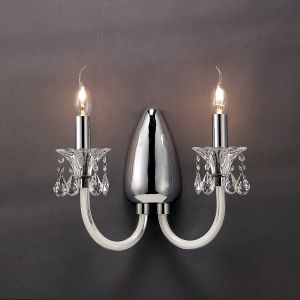 Lavinea Wall Lamp 2 Light E14 Polished Chrome/White Glass/Crystal (Item is Not Suitable For Mail Order Sales, COLLECTION ONLY)
