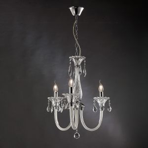 Lavinea Pendant 3 Light E14 Polished Chrome/White Glass/Crystal (Item is Not Suitable For Barbarescol Order Sales, COLLECTION ONLY)