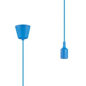 Dreifa 1.5m Single Pendant, 1 x E27, Blue, 9cm Plastic Base and Silicon Lampholder Cover