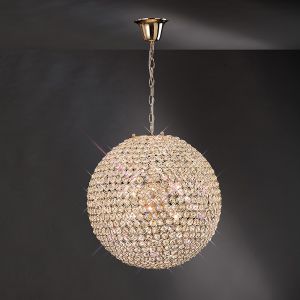 Ava 45cm Pendant 7 Light G9 French Gold/Crystal