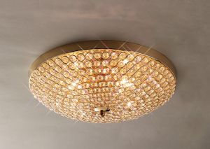 Ava 38cm Flush Ceiling 4 Light G9 French Gold/Crystal