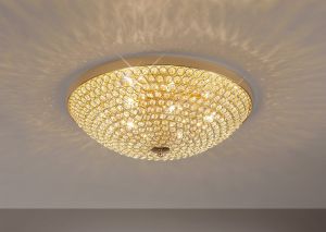 Ava 48cm Flush Ceiling 6 Light G9 French Gold/Crystal