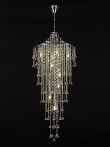 Inina 64cm Tall Pendant 9 Light E14 Polished Chrome/Crystal Item Weight: 17kg