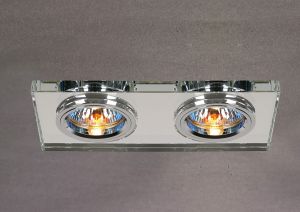 Crystal Dual Head Downlight Rectangle Rim Only Clear, 2 x IL30800 REQUIRED TO COMPLETE THE ITEM, Cut Out: 144x62mm