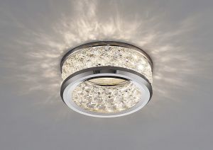 Dante 8.3cm GU10 Downlight 1 Light With 3 Levels Of Crystal Beads Polished Chrome/Clear, Cut Out: 60mm