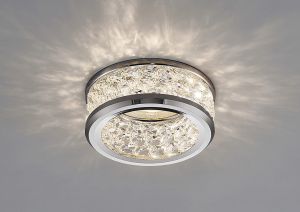Dante 8.3cm GU10 Downlight 1 Light With 3 Levels Of Crystal Beads Polished Chrome/Clear, Cut Out: 60mm