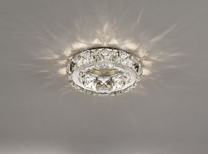 Galaxy 10cm GU10 Round Downlight 1 Light Polished Chrome/Crystal, Cut Out: 60mm