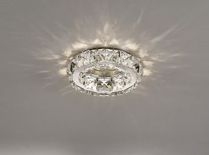 Galaxy GU10 Round Downlight 1 Light Polished Chrome/Crystal, Cut Out: 60mm