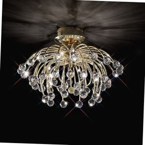 Xeena 60cm Ceiling 10 Light G4 French Gold/Crystal, NOT LED/CFL Compatible