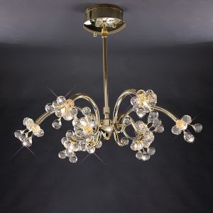 Octavia 65cm Pendant 9 Light G4 French Gold/Crystal, NOT LED/CFL Compatible