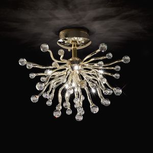 Tizio 60cm Ceiling 10 Light G4 French Gold/Crystal, NOT LED/CFL Compatible