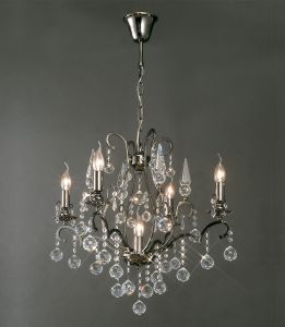 Pescara 65cm Pendant Round 5 Light E14 Black Chrome/Crystal