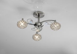 Cara 47cm Semi Flush 3 Light G9 Satin Nickel/Crystal