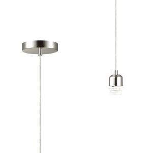 Dreifa 1.5m Single Pendant, 1 x E27, Satin Nickel/Clear Cable (Maximum Load 1.5kg)