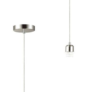 Dreifa 1.5m Suspension Kit 1 Light Satin Nickel/Clear Cable, E27 Max 20W, c/w Ceiling Bracket (Maximum Load 1.5kg)