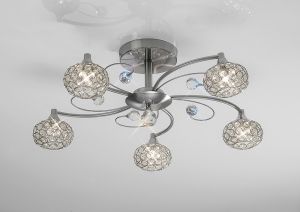 Cara 61cm Semi Flush 5 Light G9 Satin Nickel/Crystal