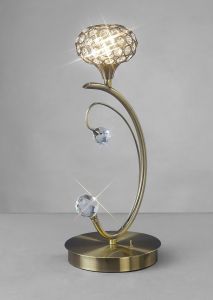 Cara Table Lamp 1 Light G9 Antique Brass/Crystal