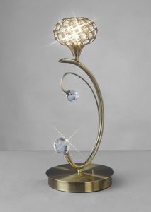 Cara Crystal Table Lamp 1 Light G9 Antique Brass
