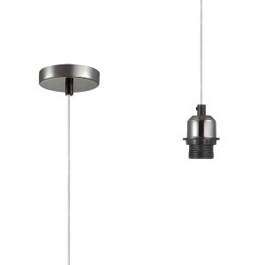 Dreifa 10cm 1.5m Suspension Kit 1 Light Black Chrome/Clear Cable, E27 Max 20W, c/w Ceiling Bracket (Maximum Load 1.5kg)