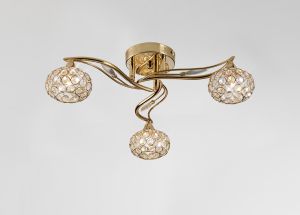 Leimo 48cm Ceiling 3 Light G9 French Gold/Crystal