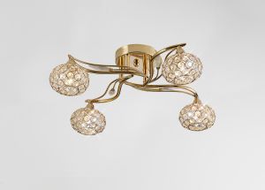 Leimo 52cm Ceiling 4 Light G9 French Gold/Crystal