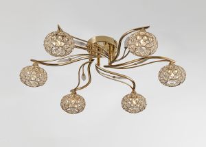 Leimo Ceiling 6 Light G9 French Gold/Crystal