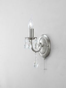 Kyra Wall Lamp Switched 1 Light E14 Satin Nickel/Crystal