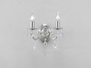 Kyra Wall Lamp Switched 2 Light E14 Satin Nickel/Crystal