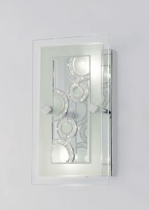 Destello Wall Lamp/Ceiling Rectangle With Circle Pattern 2 Light G9 Polished Chrome/Crystal